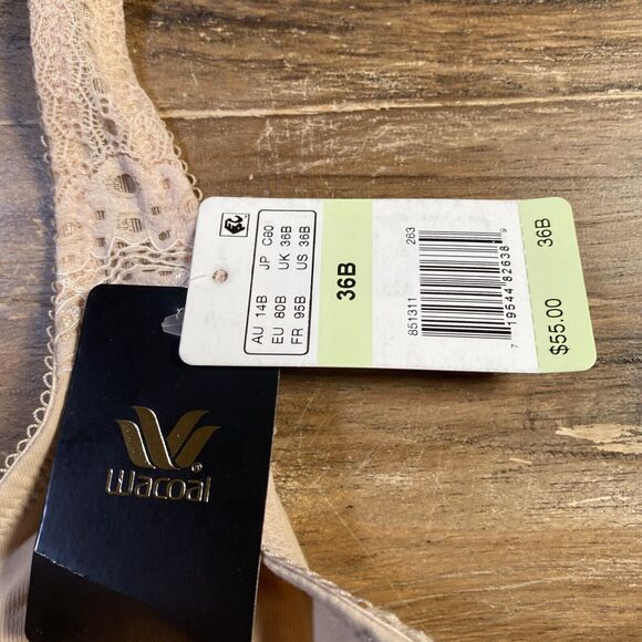 Wacoal 36B Soft Embrace Lace Detail Front-Close Bra 851311 Beige New - Picture 3 of 4